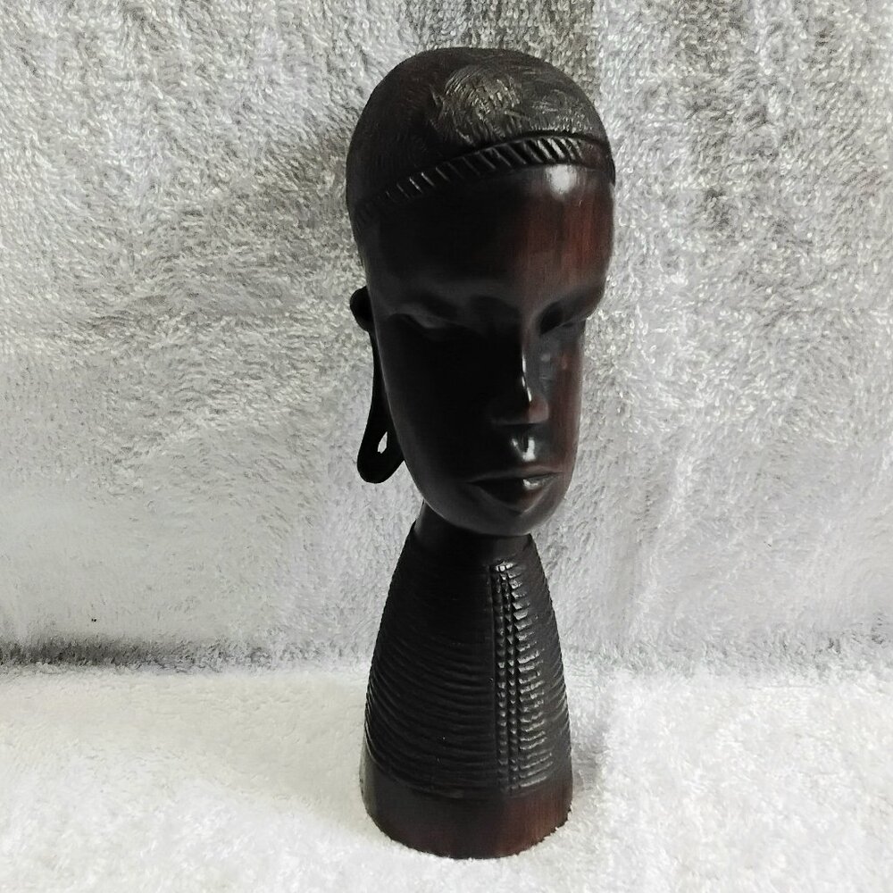 Rare Antique 9 1/2" Handcrafted of Rare Ebony Bust of an African Tribes Woman!!